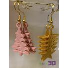 Boucles d'oreilles  sapin rose et étoiles multiples